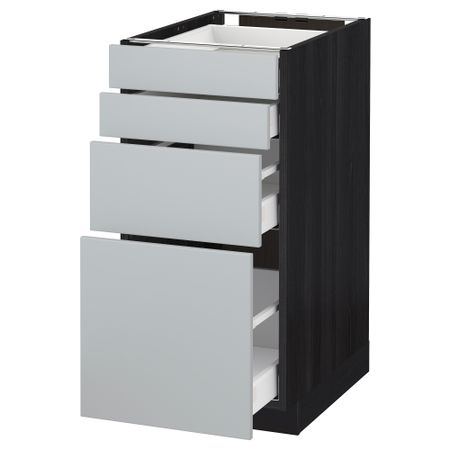 Напольный шкаф 4 фронтальных панели, 4 ящика МЕТОД / МАКСИМЕРА, черный, Веддинге серый