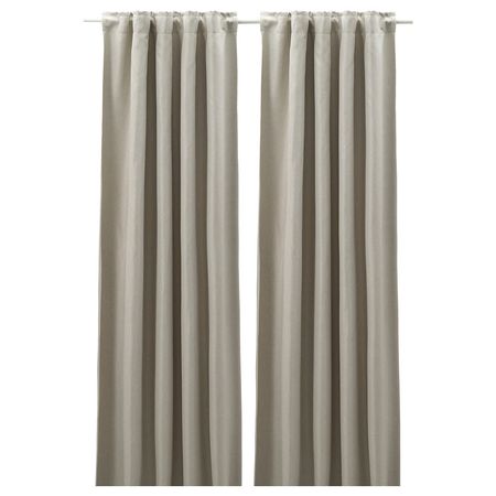 ANNAKAJSA Затемняющие гардины, 2 шт. - светло-серый/с лентой 145x300 см