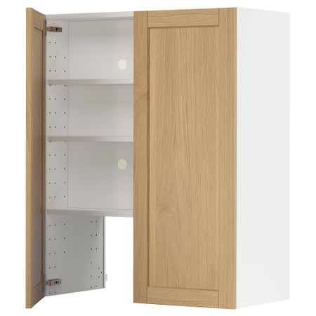 Навесной шкаф для вытяжки, полка, дверь, белый, Forsbacka дуб, 80x100 см IKEA METOD МЕТОД 695.093.88
