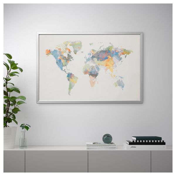 Картина с рамой БЬЁРКСТА, Наш мир, цвет алюминия (118x78 см) - схема-чертеж с размерами