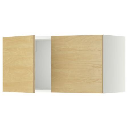 Навесной шкаф с 2 дверями МЕТОД, белый, Тингсрид береза (80x40 см)