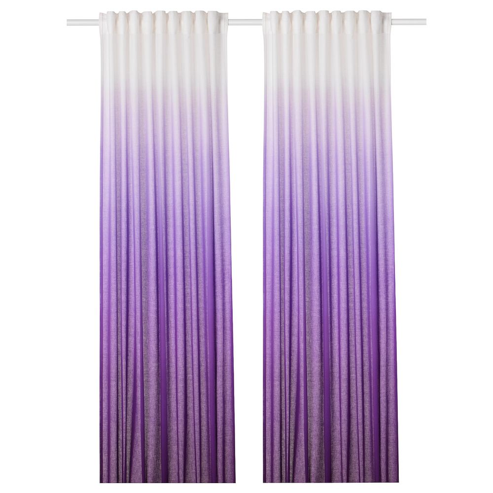Гардины, 1 пара, сиреневый/белый 145x300 см IKEA STRANDTRIFT СТРАНДТРИФТ 004.472.65 - фото 1