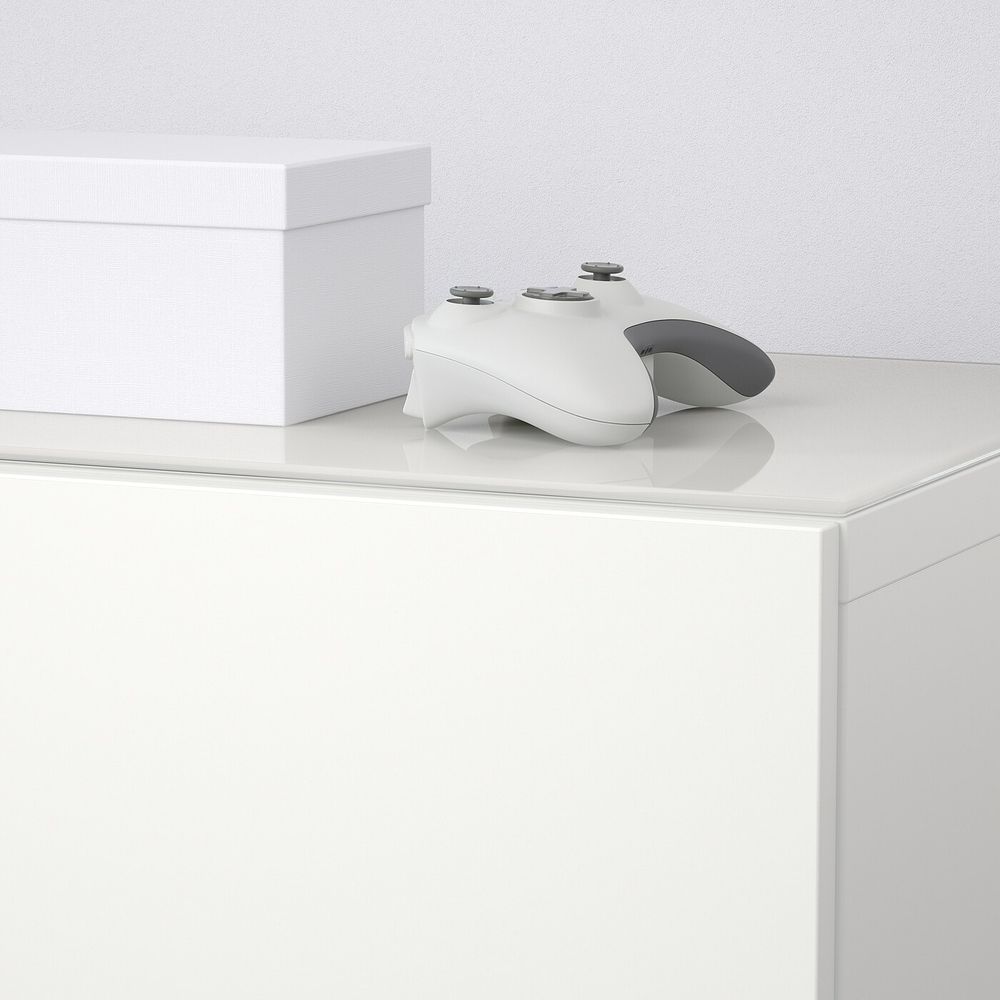 Шкаф для ТВ, комбинированный, стекляные дверцы, Лаппвикен/Синдвик белый прозрачное стекло 240x40x230 см IKEA BESTÅ БЕСТО - фото 1