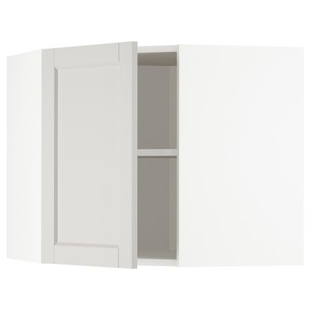 Угловой навесной шкаф с полками, белый/Лерхюттан светло-серый 68x60 см IKEA METOD МЕТОД 492.727.68