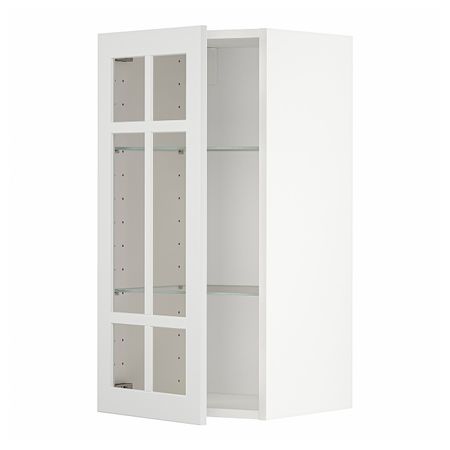 Навесной шкаф/полки/стеклян дверца, белый/Стенсунд белый 40x80 см IKEA METOD МЕТОД 394.469.29