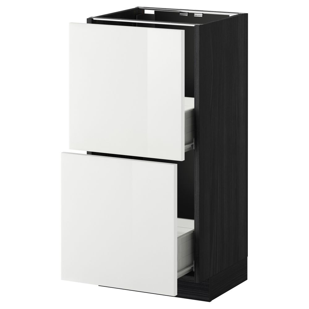 Напольный шкаф с 2 ящиками МЕТОД / ФОРВАРА, черный, Рингульт белый - схема-чертеж с размерами