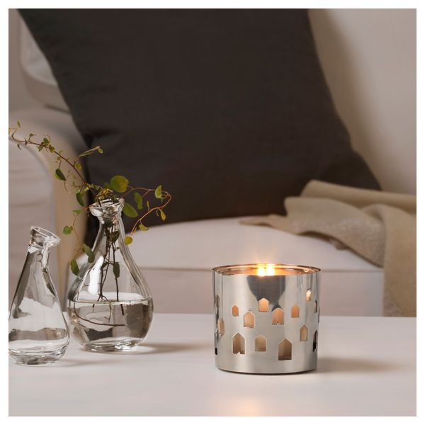 Украшение для свечи в стеклянном стакане ВАККЕРТ, нержавеющ сталь, дома (9.5 см) - фото 2