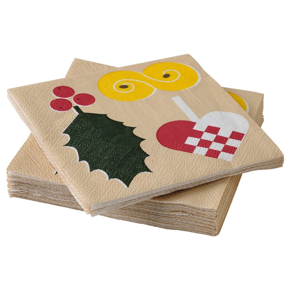 Салфетка бумажная, Рождественские узоры разноцветный 24x24 см IKEA VINTER 2021 ВИНТЕР 2021 604.983.46 - схема-чертеж с размерами