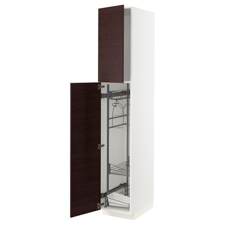 Высокий шкаф с отделением для аксессуаров для уборки, 40x60x220 cm IKEA METOD МЕТОД 894.581.56