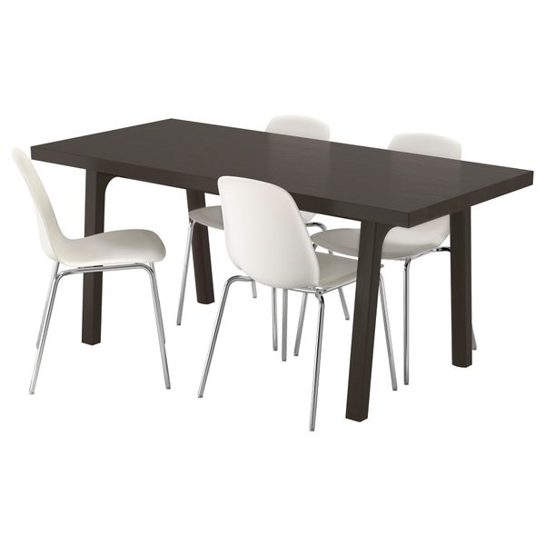Стол и 4 стула ВЭСТАНБИ/ВЭСТАНО / ЛЕЙФ-АРНЕ, темно-коричневый, белый (170 см) - фото 1