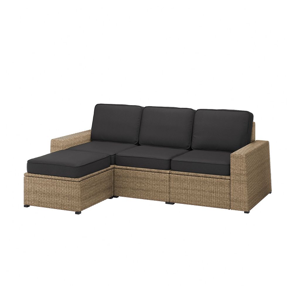 3-местный модульный диван, садовый, с табуретом для ног коричневый/ЙЭРПОН/дувхольмен антрацит IKEA SOLLERÖN СОЛЛЕРОН 893.085.53 - фото 1