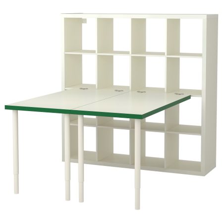Стол, комбинация КАЛЛАКС, бел/зелен (147x147 см)