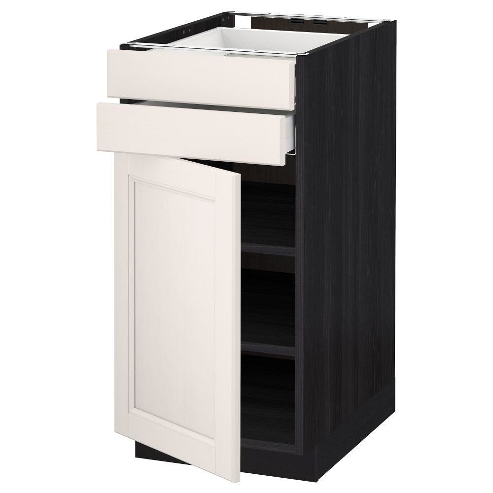 Напольный шкаф с дверцей, 2 ящиками МЕТОД / МАКСИМЕРА, черный, Лаксарби белый - схема-чертеж с размерами