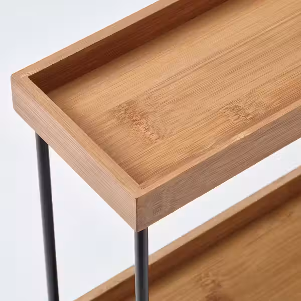 NÅLBLECKA НОЛБЛЕККА Органайзер для кухонной столешницы - металлический/бамбук 38x13x28 см - схема-чертеж с размерами