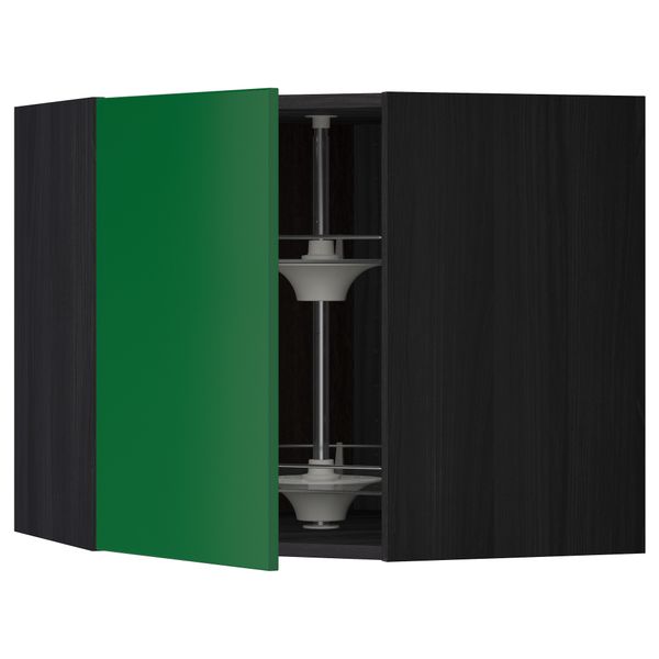 Угловой навесной шкаф с вращающейся секцией МЕТОД, черный, Флэди зеленый - схема-чертеж с размерами
