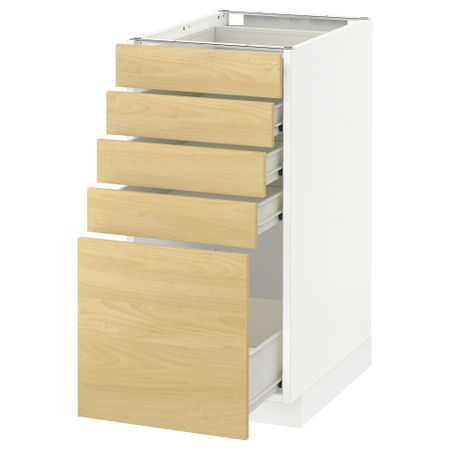 Напольный шкаф с 5 ящиками МЕТОД / ФОРВАРА, белый, Тингсрид береза