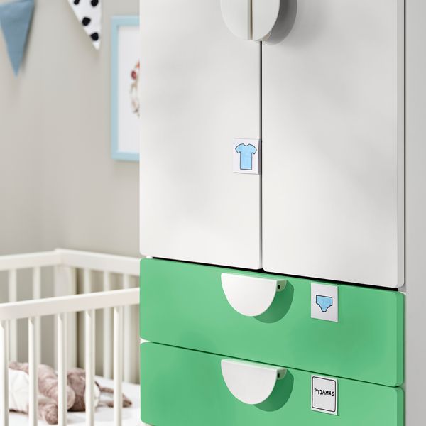 Гардероб, 60x42x181 см, белый зеленый с 4 ящиками IKEA PLATSA ПЛАТСАA ПЛАТСА, SMÅSTAD СМОСТАД 394.263.75 - фото 4