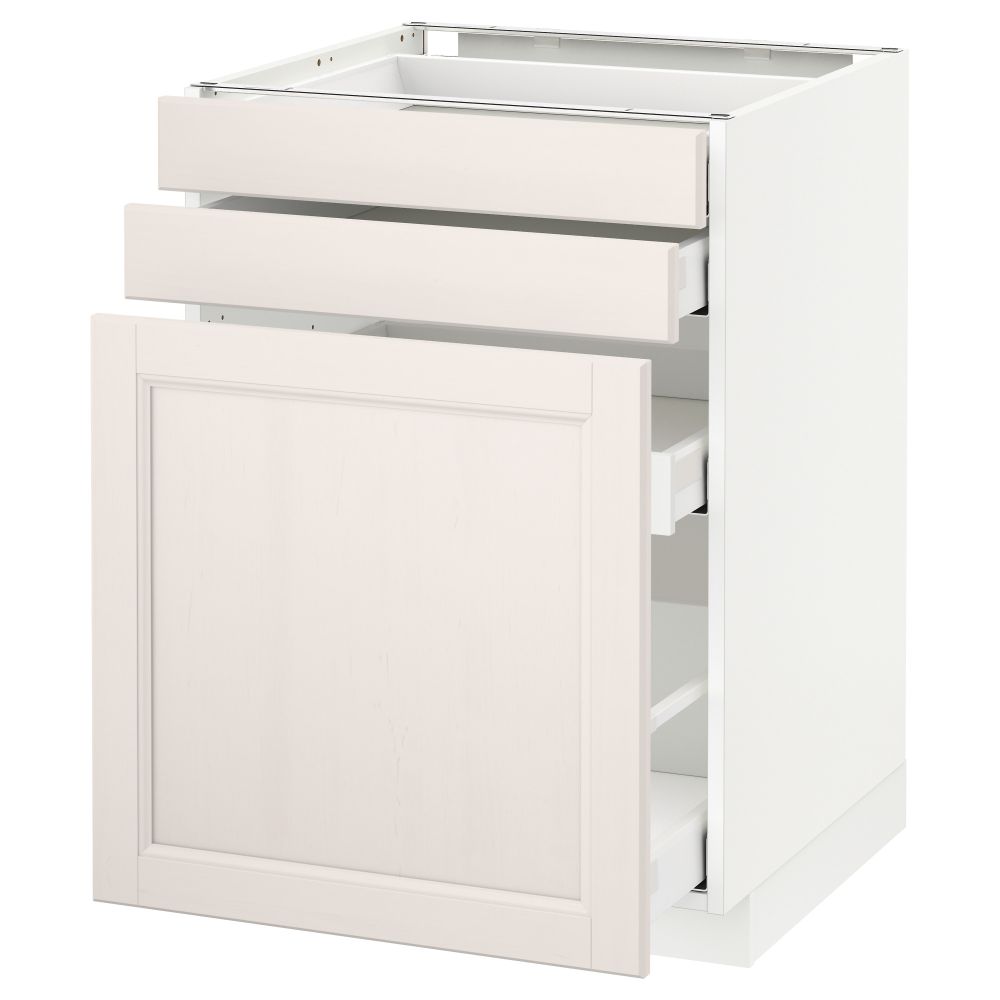 Напольный шкаф с выдвижными модулями, 2 фронтальные панели МЕТОД / МАКСИМЕРА, белый, Лаксарби белый - схема-чертеж с размерами