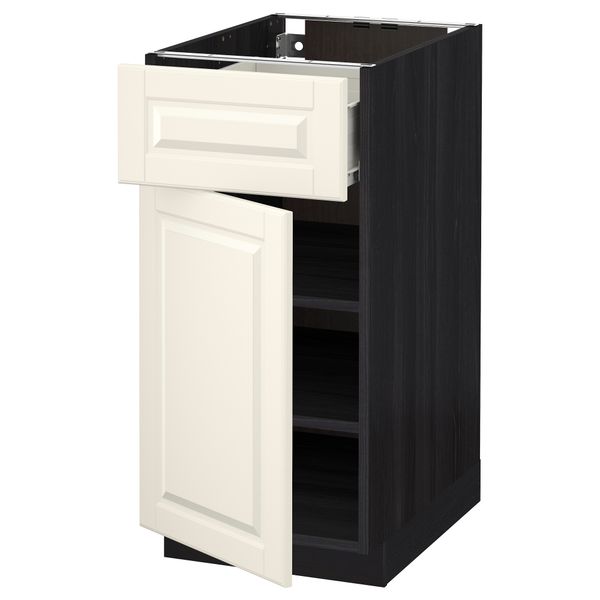 Напольный шкаф с ящиком, дверью МЕТОД / ФОРВАРА, черный, Будбин белый с оттенком - схема-чертеж с размерами