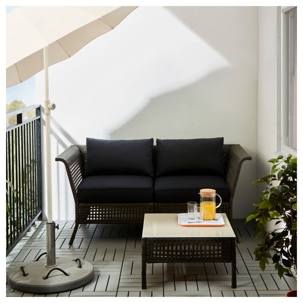 2-местный диван, садовый КУНГСХОЛЬМЕН / КУНГСЭ, черно-коричневый (160x80x73 см) - схема-чертеж с размерами