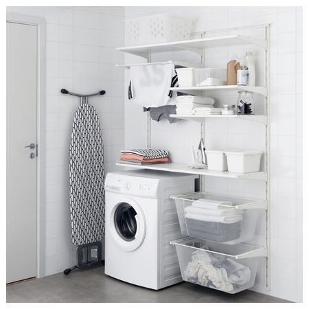 Настенная шина, полки/сушилка, белый, 132x41x199 см IKEA АЛЬГОТ 492.765.30