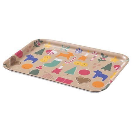 Поднос, Рождественские узоры разноцветный 20x28 см IKEA VINTER 2021 ВИНТЕР 2021 504.983.61