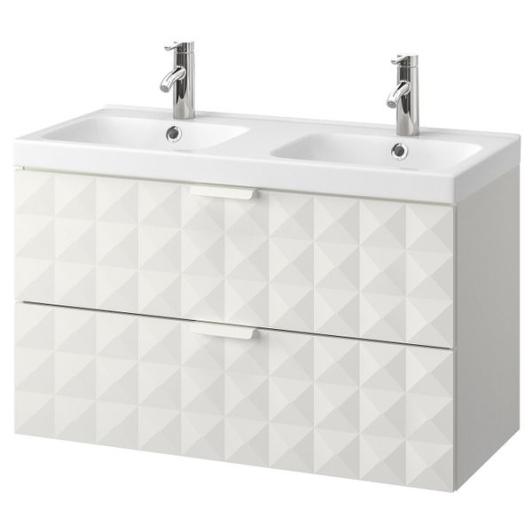 Шкаф для раковины с 2 ящ, Решён белый, ДАЛЬШЕР смеситель 103x49x64 см IKEA ГОДМОРГОН / ОДЕНСВИК 592.930.63 - фото 1