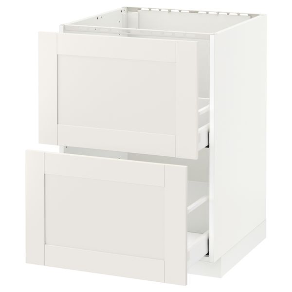 Напольный шкаф под мойку + 2 фронтальных панели, 2 ящика МЕТОД / МАКСИМЕРА, белый, Сэведаль белый - схема-чертеж с размерами