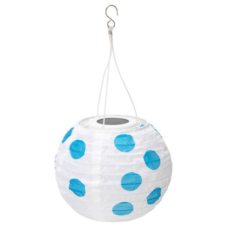 Подвесная светодиодная лампа СОЛВИДЕН, для сада шаровидный, в горошек синий (22 см)