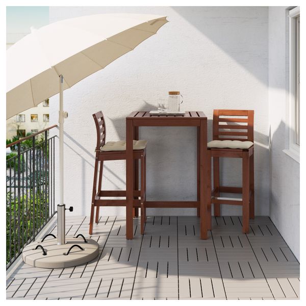 Барный стол и 2 барных стула ЭПЛАРО, коричневая морилка, Холло бежевый - фото 2