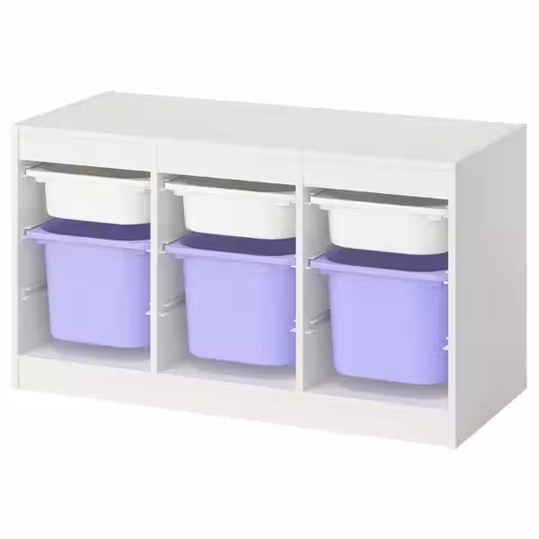 TROFAST Комбинация д/хранения+контейнеры - белый белый/сиреневый 99x44x56 см - фото 1