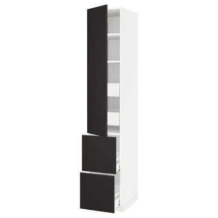 Высокий шкаф + полки, 4ящик, дверцы, 2фасада, 40x60x220 cm IKEA METOD МЕТОД, MAXIMERA МАКСИМЕРА 593.622.64