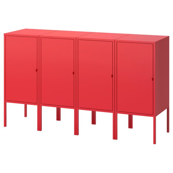 Комбинация для хранения, красный 140x35x82 см IKEA LIXHULT ЛИКСГУЛЬТ 592.488.72 - фото 1