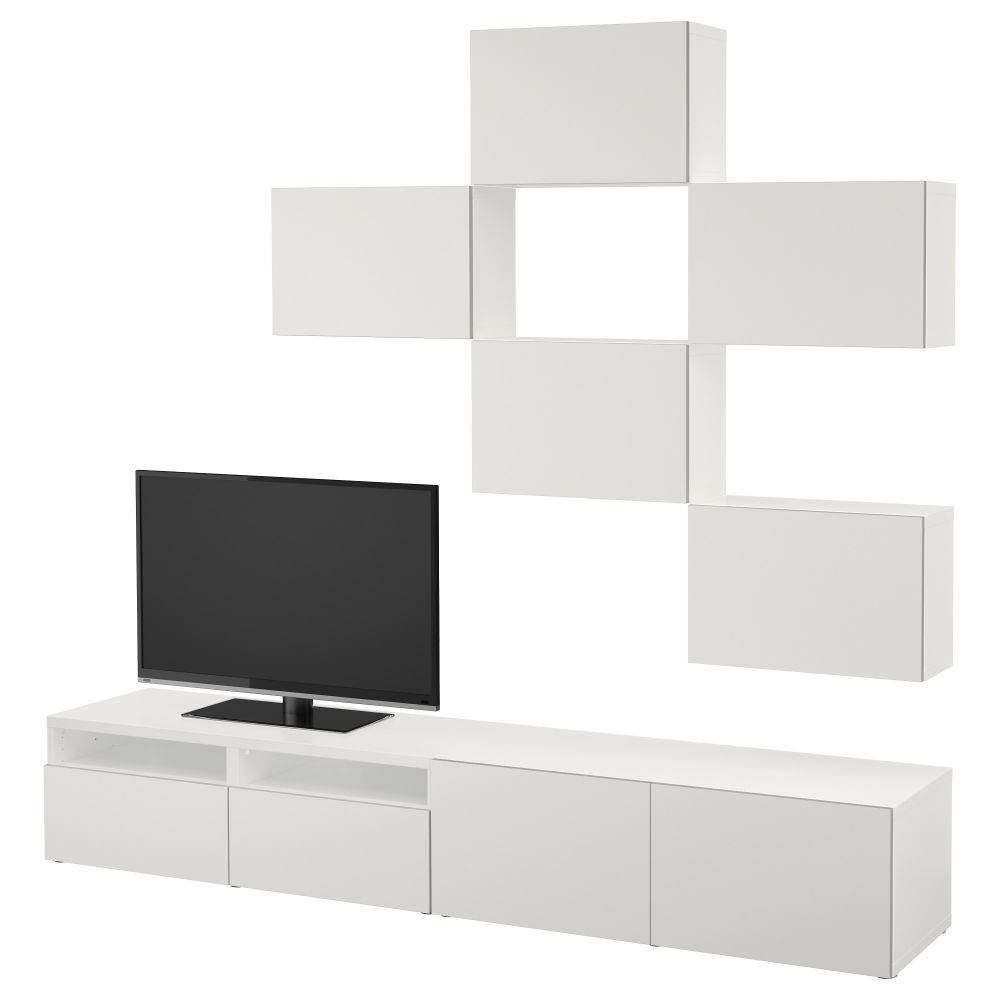 Шкаф для ТВ, комбинация БЕСТО, белый, Лаппвикен светло-серый (240x20/40x204 см) - фото 1