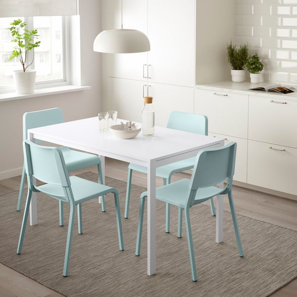 Стол и 4 стула, белый/светлая бирюза 125 см IKEA MELLTORP МЕЛЬТОРП / TEODORES ТЕОДОРЕС 693.886.83 - фото 2