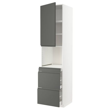 Высокий шкаф для СВЧ/дверца/3ящика, белый/Воксторп темно-серый 60x60x240 см IKEA METOD МЕТОД / MAXIMERA МАКСИМЕРА 693.106.08