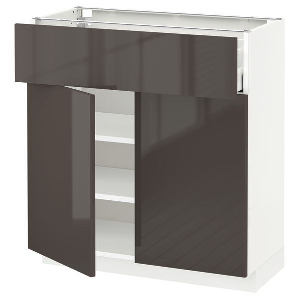 Напольный шкаф + ящик, 2 дверцы МЕТОД / МАКСИМЕРА, белый, Рингульт серый - схема-чертеж с размерами