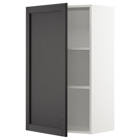 Навесной шкаф с полками, белый, Lerhyttan черная морилка, 60x100 см IKEA METOD МЕТОД 994.666.98