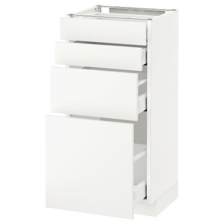 Напольный шкаф 4 фронтальных панели, 4 ящика МЕТОД / МАКСИМЕРА, белый, Хэггеби белый