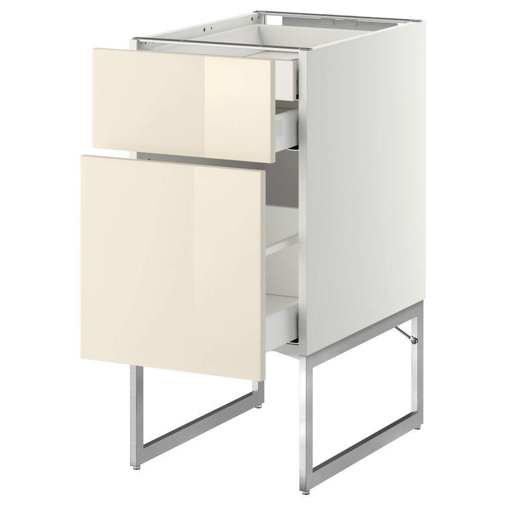 Напольный шкаф 2 фронтальных панели, 2 нижних,1 встроенный ящик МЕТОД / МАКСИМЕРА, белый, Рингульт кремовый - схема-чертеж с размерами