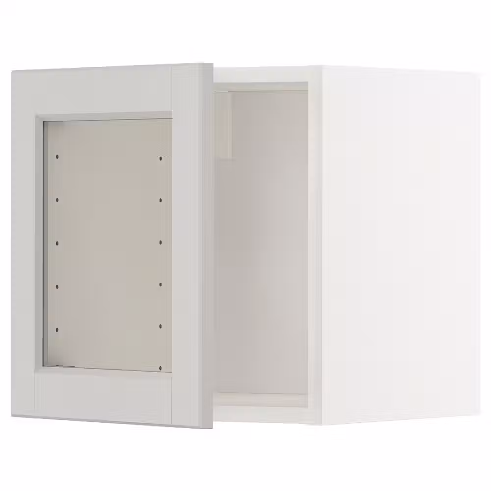 METOD Навесной шкаф со стеклянной дверцей - белый/Lerhyttan светло-серый 40x40 см - фото 1