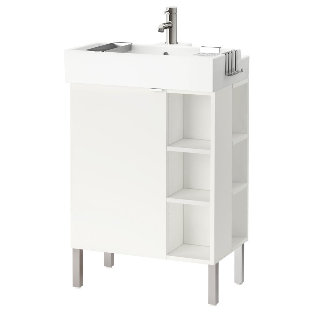 Шкаф под раковину с 1 дверцей, 2 открывающихся полки ЛИЛЛОНГЕН, белый (60x41x92 см) - фото 1