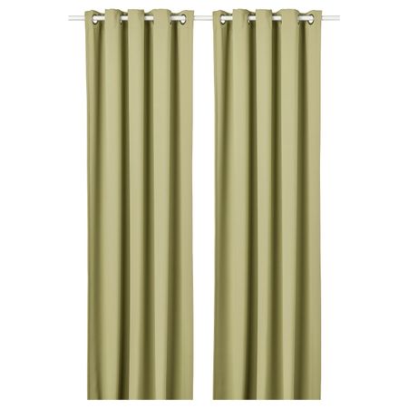 Затемняющие гардины, 2 шт., светлый оливково-зеленый 145x300 см IKEA HILLEBORG ХИЛЛЕБОРГ 504.655.63