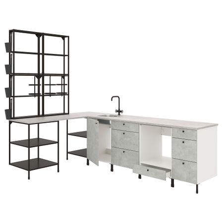 Угловая кухня, антрацит, под бетон IKEA BEGIVENHET БЕГИВЕНХЕТ 093.380.64