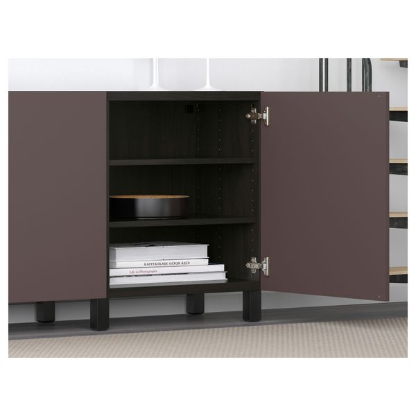 Комбинация для хранения с дверцами БЕСТО, черно-коричневый, Вальвикен темно-коричневый (180x40x74 см) - схема-чертеж с размерами