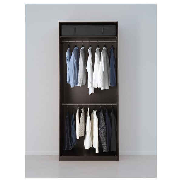 Гардероб ПАКС, черно-коричневый, Танем белый (100x60x236 см) - схема-чертеж с размерами