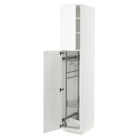 Высокий шкаф с отделением для аксессуаров для уборки, 40x60x220 cm IKEA METOD МЕТОД 894.735.24