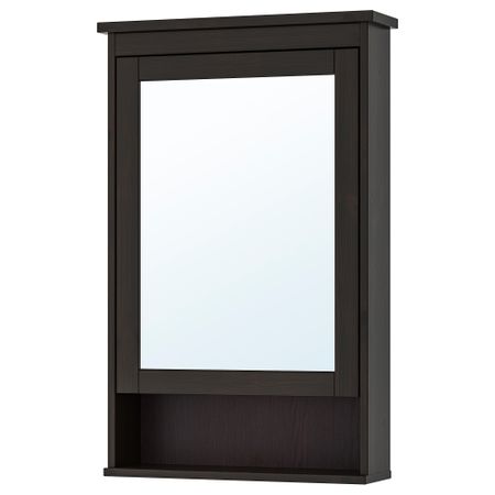 Зеркальный шкаф с 1 дверцей ХЕМНЭС, морилка черно-коричнев (63x16x98 см)