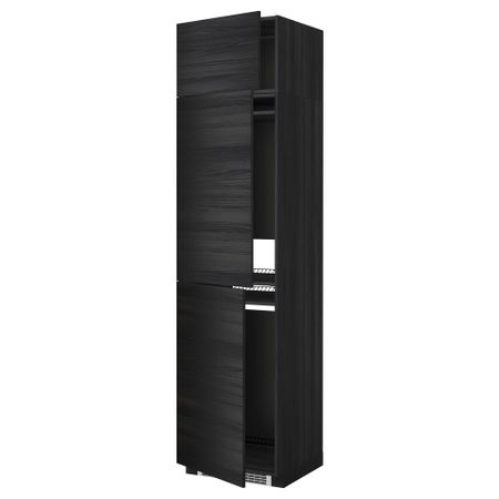 Высокий шкаф для холодильника или морозильника, с 3 дверями МЕТОД, черный, Тингсрид черный (60x60x240 см)
