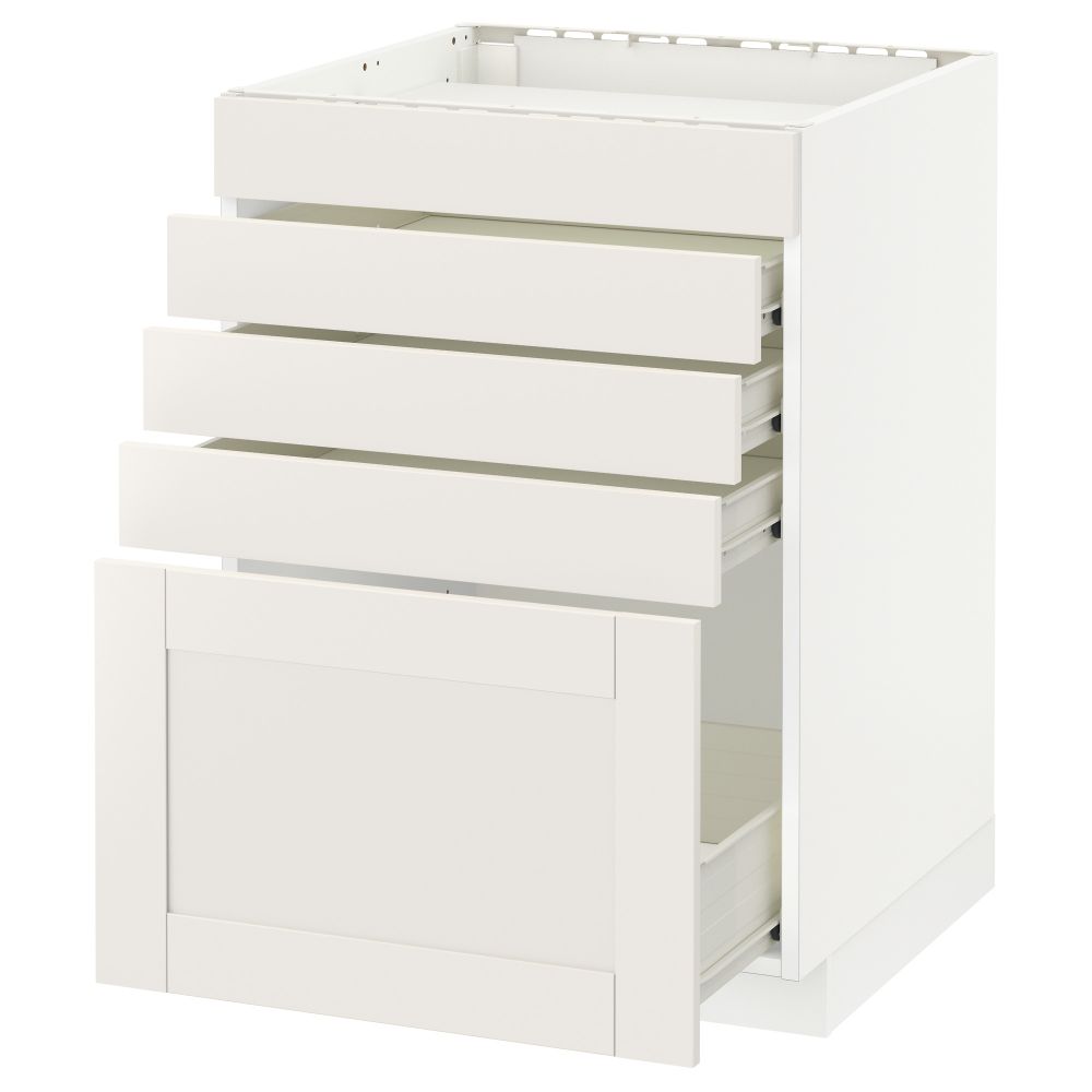 Напольный шкаф для варочной панели, 5 фасадов, 4 ящиков МЕТОД / ФОРВАРА, белый, Сэведаль белый - схема-чертеж с размерами